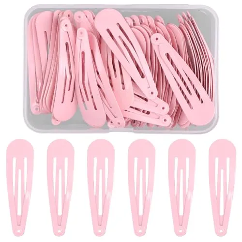 NATUCE 50 Stück Haarspangen Schwarz, 5CM Haarspangen Mädchen, Haarclips Werden, Kinder Haarklammern, Haar Clips Metall, Haarschmuck Hairclips, Haarspange für Mädchen, Kinder und Damen (Rosa)