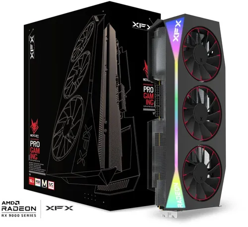 XFX Mercury Magnetic Air RGB Gaming RX 9070 XT OC - Grafikkarte mit 16GB GDDR6-RAM, optimiert für Gaming mit RDNA 4 Architektur und beeindruckendem Boost-Takt von 3100 MHz.