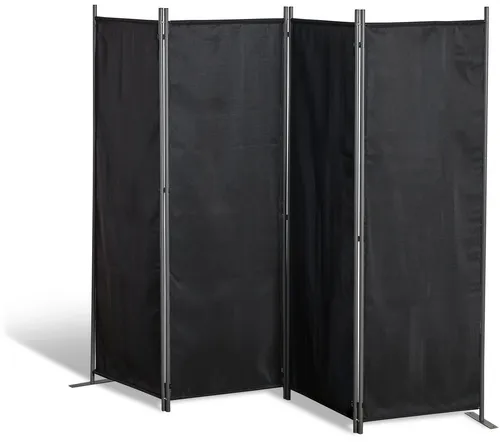 Grasekamp 4-teiliger Balkonsichtschutz Paravent - Der vielseitige Paravent in Schwarz (225x170 cm) bietet Sicht- und Windschutz. Ideal für drinnen und draußen, leicht zu montieren und mobil. Inkl. Halteseile und Heringe für stabilen Stand.