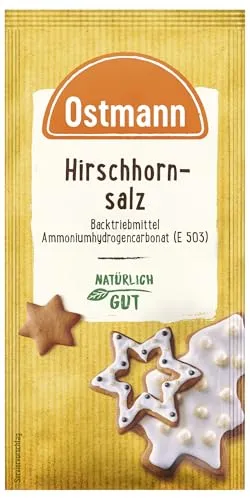Ostmann Hirschhornsalz - Starkes Backtriebmittel für Weihnachtsgebäck - Ideal für Plätzchen, Lebkuchen und Spekulatius. Sorgt für die perfekte Konsistenz und Form – ganz natürlich ohne Zusatzstoffe.