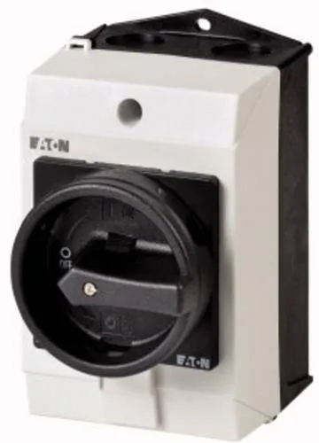 Eaton T0-2-1/I1/SVB-SW Hauptschalter - 3-poliger Hauptschalter mit STOPP-Funktion, IP65 Schutzart, ideal für sichere Elektroinstallationen in anspruchsvollen Umgebungen.