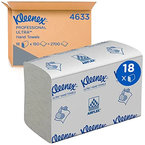 Kimberly Clark Kleenex Papier Handtücher 2-lagig - 2400 Blatt - Papierhandtuchspender mit 2-lagigen Handtüchern, besonders saugfähig und hygienisch, ideal für Betriebe, die Wert auf Sauberkeit legen.