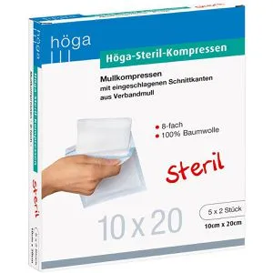 Höga Mullkompressen Steril-Kompressen, steril, 20 x 10cm, 8-fach, 10 Stück