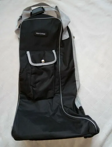 Modische und stabile Stiefeltasche mit Reißverschluss schwarz grau Neu