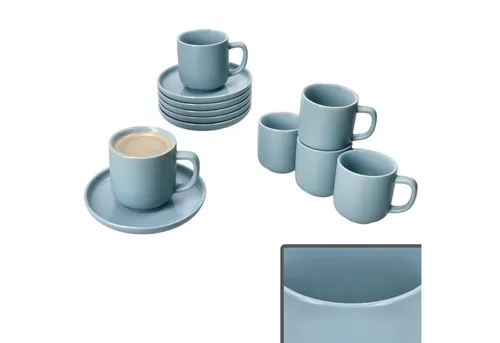Ritzenhoff & Breker Jasper 6er Set Espressotassen - Thermobehälter aus graublauem Steingut, ideal für stilvolle Kaffeepausen und gesellige Runden.