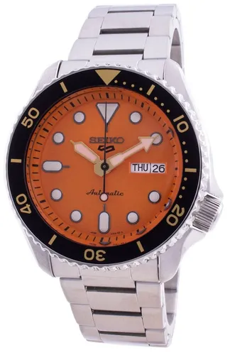 Seiko 5 Sports Herren-Uhr Automatik Edelstahl SRPD59K1 - Armbanduhren für Herren mit kratzfestem Hardlexglas und umweltfreundlicher Leuchtbeschichtung für optimale Ablesbarkeit im Dunkeln. Wasserdicht bis 10 BAR, ideal für aktive Männer.