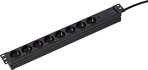 as-Schwabe Steckdosenleiste 18190, 8-fach mit 3m Kabel - Steckdosen & Zubehör - PDU-Steckdosenleiste mit 8x Schutzkontakt und erweitertem Berührungsschutz für sichere Nutzung in 19