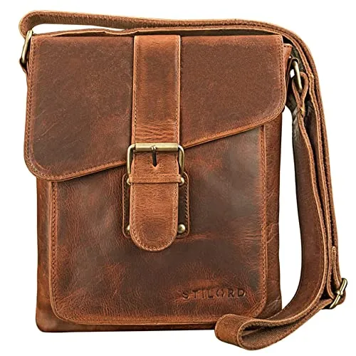 STILORD 'Mattia' kleine Umhängetasche Herren aus Echtleder - Messenger-Bag aus hochwertigem Rindsleder mit zeitlosem Vintage-Look - ideal für 10,1 Zoll Tablets & 9,7 Zoll iPads, perfekt für Beruf und Freizeit.
