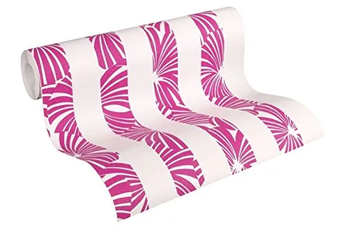 Esprit Vliestapete Play in Summer Tapete gestreift 10,05 m x 0,53 m grau rot lila Made in Germany 327603 32760-3