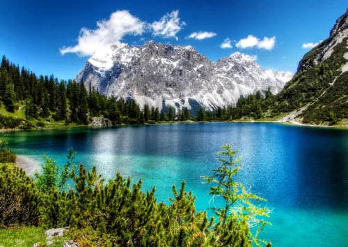 hansepuzzle 103953 - See im Gebirge Puzzle, 260 Teile, Natur, 41,0 x 28,0cm mit hochwertiger Aufbewahrung, Kartonbox und wiederverschließbarem Beutel