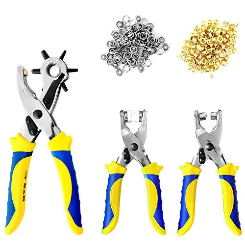 S&R Premium Zangen-Set: Revolver-Lochzange, Druckknopfzange & Ösenzange für Leder, Textil & Kunststoff – Ergonomisch, Hitz- & Ölgehärtet, CrV-Stahl, Größen 2-4,5mm