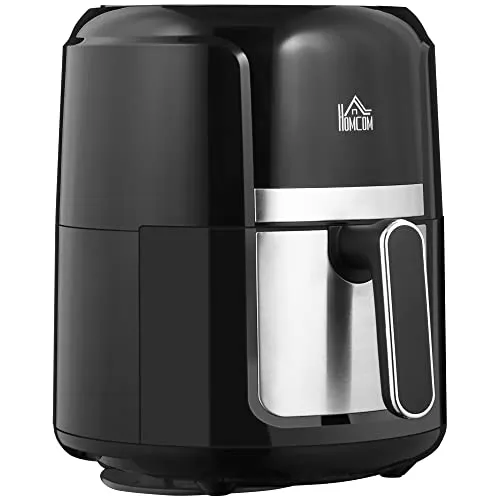 HOMCOM Heißluftfritteuse 4L Airfryer mit 12 Programmen, 60 Min Timer, antihaftbeschichtetem Korb, 1300W Fritteuse ohne Öl, mit Überhitzungsschutz, LED-Touch-Display, Schwarz