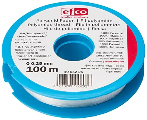 Efco Zugkraft-Faden, Polyamid, 2,7 kg, 0,25 mm Durchmesser, 100 m, transparent