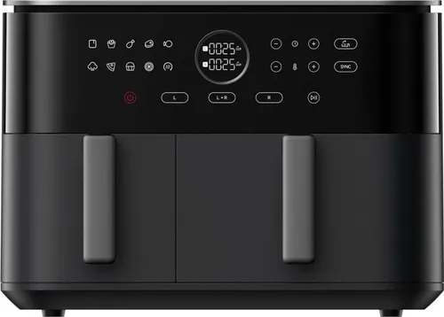 Xiaomi Dual Zone Air Fryer 10L Schwarz - Gesunde Küche neu definiert - Heißluftfritteusen, genießen Sie fettfreies Frittieren mit der innovativen Dual Zone Technologie für gleichzeitiges Kochen von zwei Gerichten.