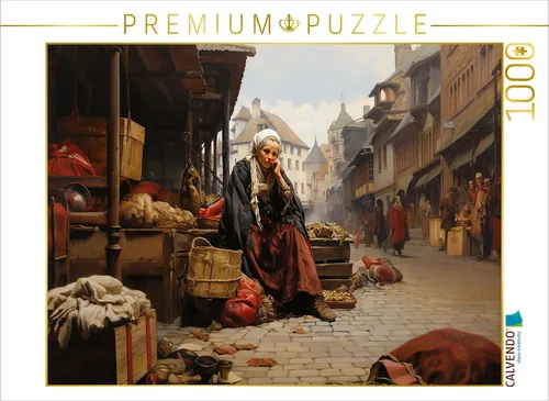 CALVENDO Puzzle Die kesse Hildegard | 1000 Teile - Klassisches Puzzle mit 1000 Teilen, zeigt marktfrauen des 18. Jahrhunderts in einzigartigen Posen, ideal für entspannte Stunden und einen neuen Blick auf die Geschichte.