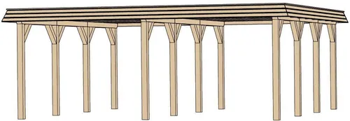 weka Doppelcarport Leimholz-Flachdach-Carport 615 Gr.1, BxT: 622x639 cm, 209 cm Einfahrtshöhe, Flachdach aus verzinktem Stahl mit Trapezprofil