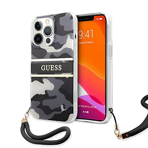 Guess Hartschale PU Leder für iPhone 13 Pro Max - Schwarz - Taschen & Schutzhüllen, stilvolle Hartschale aus PU-Leder mit Gurt, bietet optimalen Schutz und elegantes Design für dein iPhone 13 Pro Max.