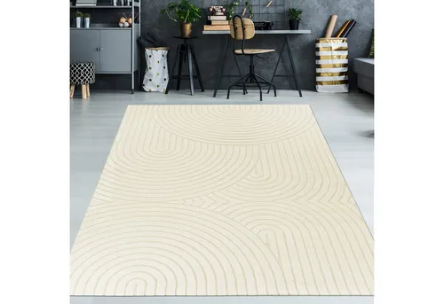 TeppichHome24 Teppich Teppich Wohnzimmerteppich 3D-Effekt, rechteckig, Höhe: 14 mm, pflegeleicht, robust, langlebig, hoch-tief-struktur, 3-D Effekt