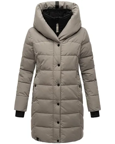 Navahoo Damen Wintermantel Knutschilein Grey, Gr. S - Modischer Steppmantel mit Kapuze und abnehmbarem Fleece-Kragen, perfekt für kalte Tage. Hoher Tragekomfort und stylische Details machen ihn zum idealen Begleiter für Herbst und Winter.