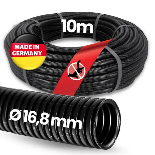 10m Kalitec Wellrohr 16,8mm geschlossen Wellschlauch ungeschlitzt Marderschutz