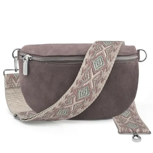 ARTVALL Umhängetasche Wildleder Lila - Umhängetasche aus hochwertigem Wildleder, ideal für Reisen oder im Büro. Kompakt mit Innentasche und abnehmbarem Schultergurt für individuelle Styles.