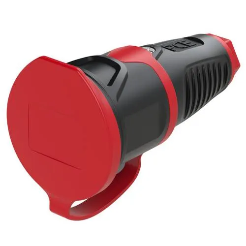 PCE 2521-sr Schutzkontaktkupplung Vollgummi, Thermoplast 250V Schwarz, Rot IP54