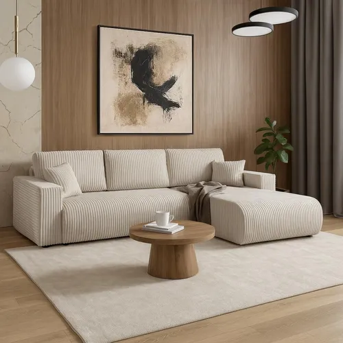 Beautysofa Ecksofa Porto mit Bettfunktion und Ottomane von Beautysofa