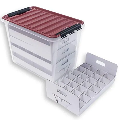 Quality-Collection Weihnachtskugel Box mit Deckel, Christbaumkugel Box, Christbaumschmuck und Deko (61 Liter)