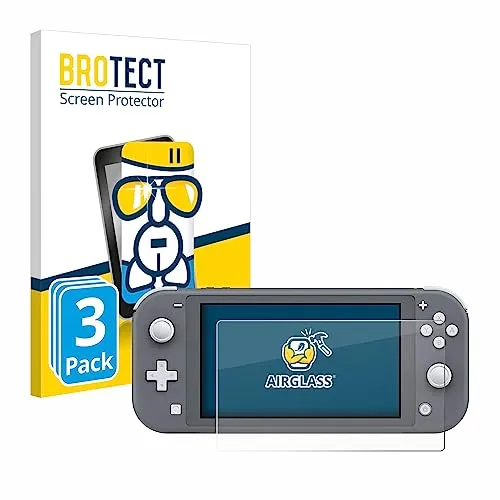 BROTECT 3 Stück Schutzglas für Nintendo Switch Lite Schutzfolie Panzer Folie Glas Displayschutz Made in Germany [Kratzfest 9H, Anti-Fingerprint]