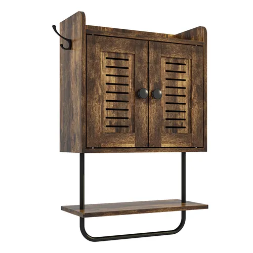 Hängeschrank Küchenschränkchen Badschrank mit Doppeltür - Praktischer Hängeschrank in Vintagebraun, ideal für die Aufbewahrung in Küche oder Bad. Mit Doppeltür und kompakten Maßen (40x61x17,5 cm) bietet er viel Stauraum bei wenig Platzbedarf.