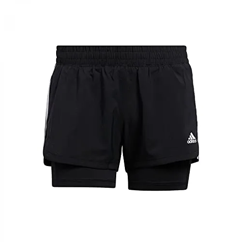 adidas Damen Pacer 3s 2 in 1 Shorts, Schwarz/Weiß, S EU