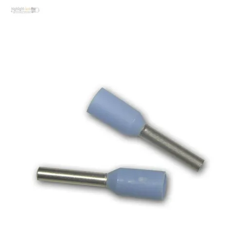 Aderendhülsen hellblau, für 0,75mm² Kabel, isoliert, hell-blaue Aderendhülse 100