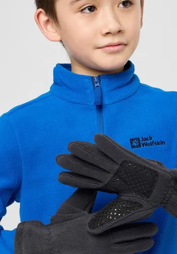 Jack Wolfskin Unisex Kinder Fleece Glove K Handschuh, Phantom, 116 - Handschuhe für Kinder aus ultraleichtem Fleece, weich und warm, atmungsaktiv und schnelltrocknend, mit verstärkten Handinnenflächen und einstellbarem Bündchen.