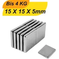 Neodym Magnet 15x15x5 mm - Supermagnete mit hoher Haftkraft - Kompakte Neodym-Magnete 15x15x5 mm mit starker N38-Magnetisierung. Ideal für Bastelprojekte und industrielle Anwendungen. Langlebige Beschichtung sorgt für dauerhafte Nutzung.