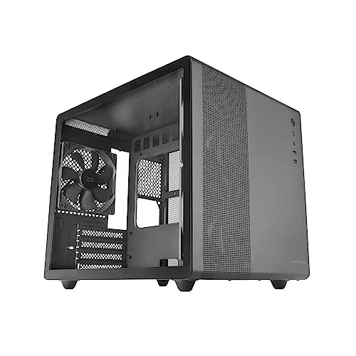 Mars Gaming MC-MPRO Schwarz, Professionelles Kompaktes Micro-ATX-Gehäuse, Volles Seitenfenster Gehärtetem Glas, 3X 120mm Lüfter, Volles Mesh-Seitenteil