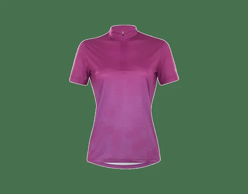 Löffler Women's Bike Shirt Half-Zip Maja - Radtrikot Gr 46 lila - Radtrikot in stylischem lila All-over-Print, Größe 46; Stretch-Material für optimale Bewegungsfreiheit, ideal für Rennrad und Mountainbike.