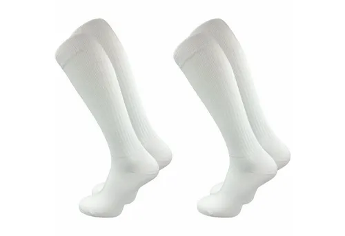 GAWILO Kniestrümpfe Retro für Herren mit stylischen Streifen - weiß & schwarz - Baumwolle (2 Paar) Knielange Socken im sportlichen Look - auch zum Wandern geeignet
