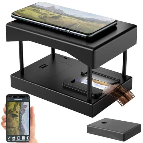 Somikon Digitalisierer: Mobiler Scanner für 35-mm-Dias und -Negative, mit LED-Beleuchtung, App (Dia Digitalisierer, Dia Negativ Scanner, Flachbettscanner)