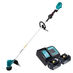 Makita DUR 190 LSM2X9 Akku Rasentrimmer 18 V mit 2 Akkus - Leistungsstarker Akku-Rasentrimmer mit 300 mm Schnittbreite und brushless Motor. Ideal für präzise Rasenkanten und müheloses Trimmen. Inklusive 2x 4,0 Ah Akkus und Ladegerät für lange Betriebszeiten.