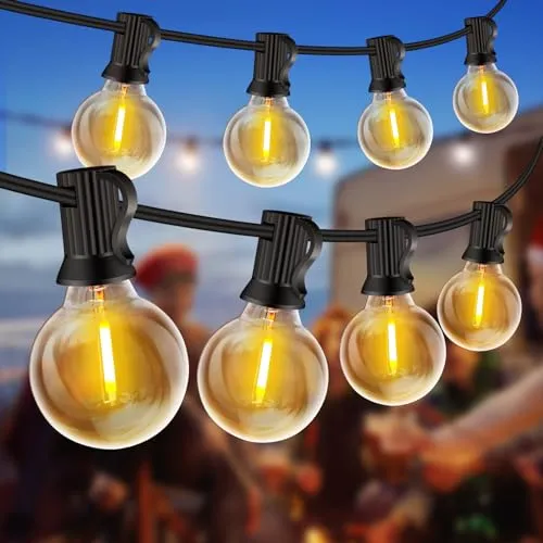 LED Lichterkette Außen, 20M Lichterkette außen Strom mit G40 30+2 Glühbirnen Plastik, IP44 Wasserdicht Lichterketten Außenbereich für Garten, Hochzeit, Party Warmweiß