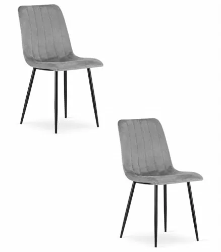 Polsterstuhl Esszimmerstuhl mit grauem Samtsitz und Metallbeinen - Eleganter Polsterstuhl für Esszimmer und Wohnzimmer, kombiniert stilvolles Design mit hohem Sitzkomfort. Ideal für lange Abende und vielseitig einsetzbar. Robuste Metallbeine sorgen für Stabilität und Langlebigkeit.