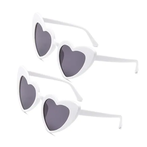 Stück Herz Sonnenbrille,Herzbrille,Brille Weiß Damen,Herzchen,Vintage Sonnenbrillen Herzform,Heart Shaped Braut Accessoires Hochzeit,Festival Party Brillen,Personalisiert Herzen Herzsonnenbrille 2