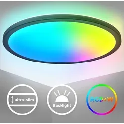 LED Panel 42 cm - 22W, dimmbar mit Fernbedienung und RGBW - Schwarz - Lampen: Ultraflaches 42 cm LED Panel mit 2700 Lumen, dimmbar und RGBW-Funktion für stimmungsvolle Beleuchtung. Ideal für Wohnzimmer, Schlafzimmer und Flur.