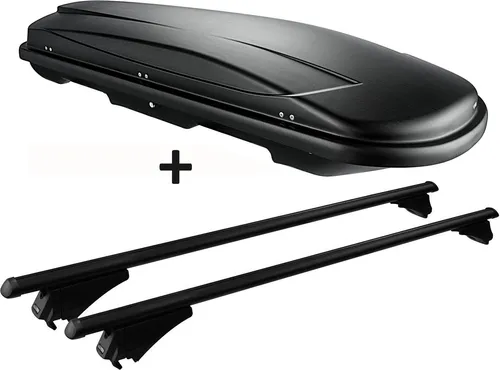 Skibox schwarz VDP JUXT 500 lit + Dachträger Alu für Volvo V40 Cross Country