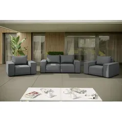 Kaiser Möbel Loungegarnitur, Grau, Holz - Elegantes Gartenmöbelset aus 2+1+1 Sofas, wasser- und UV-beständig, ideal für gemütliche Stunden im Freien. Inklusive 4 Kissen für zusätzlichen Komfort.