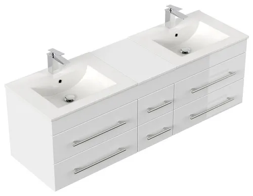 Magnolia Home Doppelwaschtisch Roma XL - Hochglanz Badmöbel mit SoftClose - Eleganter Doppelwaschtisch für stilvolle Badezimmer: Hochwertige Materialien, langlebige Oberflächen und praktische SoftClose-Funktion sorgen für Komfort und Design in Ihrem Bad.