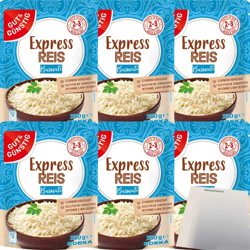 Gut & Günstig Express Reis Basmati 6er Pack 6x250g Packung usy Block