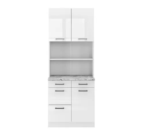 Vicco Buffetküche R-Line 80 cm - Moderne Küchenzeile in Weiß Hochglanz, hochwertige Materialien für Komfort und Pflege, ideal für jede Räumlichkeit.