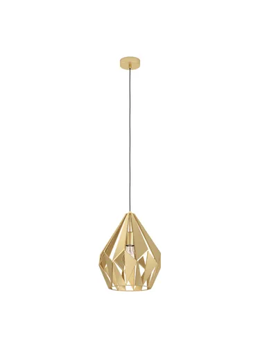 Carlton Pendelleuchte in Goldfarben - Moderne Pendelleuchte mit diamantförmigem Metall-Lampenschirm in Gold, erzeugt faszinierende Licht- und Schattenspiele. Ideal für Wohnzimmer und Esszimmer, Durchmesser 31 cm.