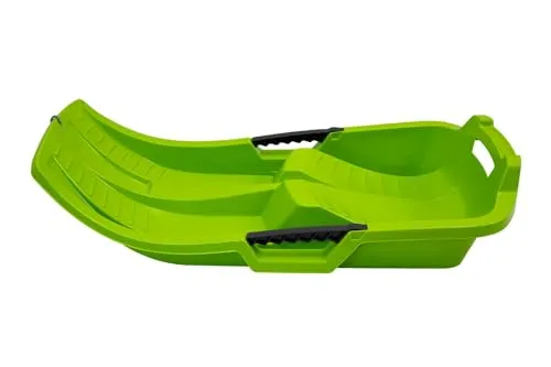 KHW Kinderbob Schlitten 79 cm Grün | robuster Kunststoffrodel mit Brems- & Lenkfunktion | leicht & wendig | frostbeständig | inkl. Zugseil | Made in Germany | TÜV-geprüft